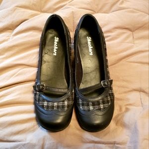 Skechers black tartan plaid Mary Janes.
